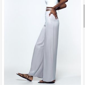 Zara Light Gray Wide-Leg Pants